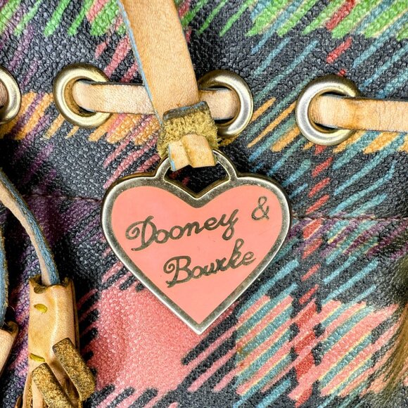 VINTAGE Dooney & Bourke Hand Bag Plaid Double Handle Purse Heart Limited Edition - Picture 5 of 17